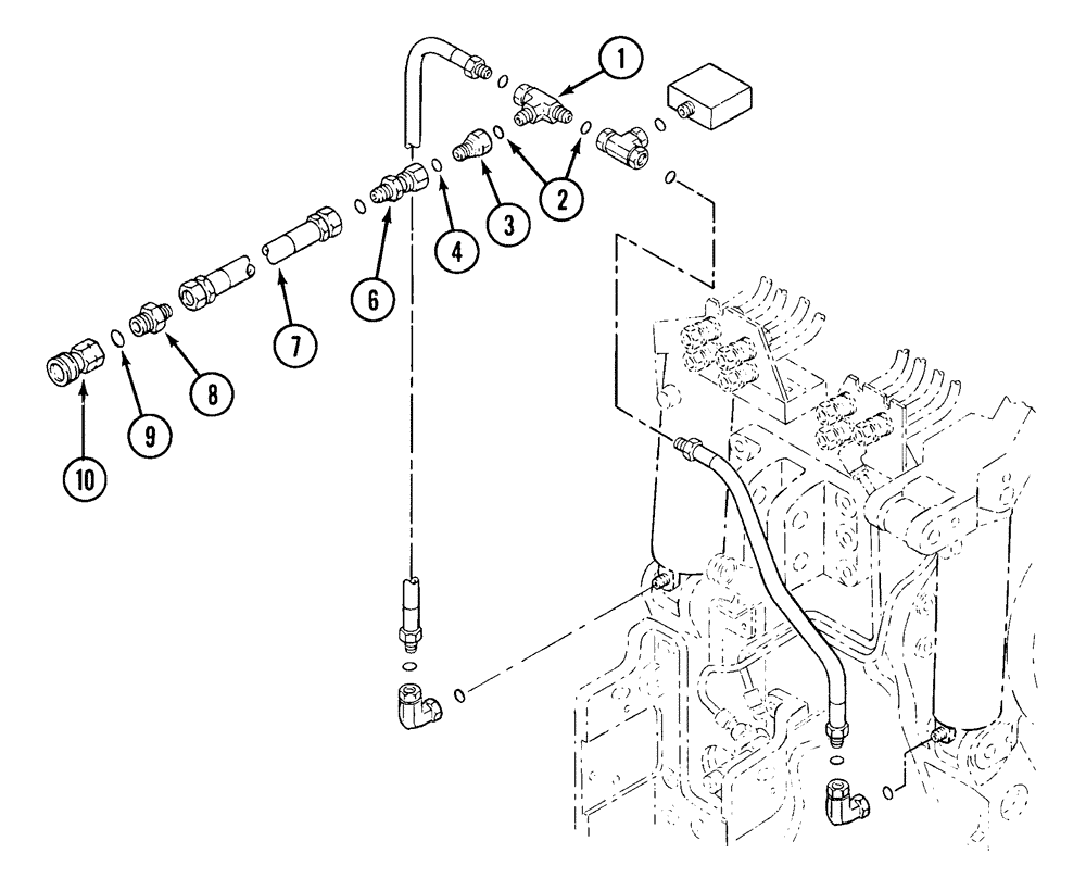 Схема запчастей Case IH 1200 - (A.10.A[45]) - ASSIST WHEEL HYDRAULIC ATTACHMENT KIT, MX150 THROUGH MX170 MAXXUM TRACTORS A - Distribution Systems