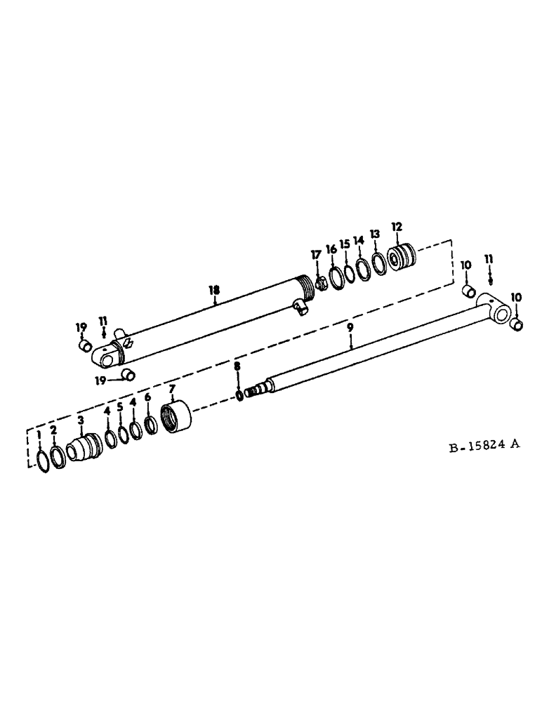 Схема запчастей Case IH 574 - (10-60) - HYDRAULICS, BACKHOE BUCKET, DIPPERSTICK, LIFT AND STABILIZER CYLINDER (07) - HYDRAULICS