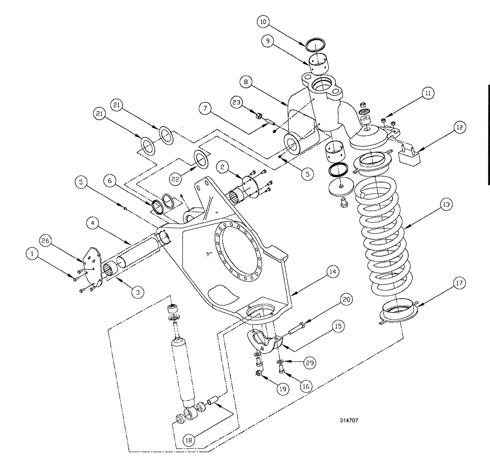 Схема запчастей Case IH SPX3200 - (04-026) - STRUT ASSEMBLY - RIGHT (48) - TRACKS & TRACK SUSPENSION