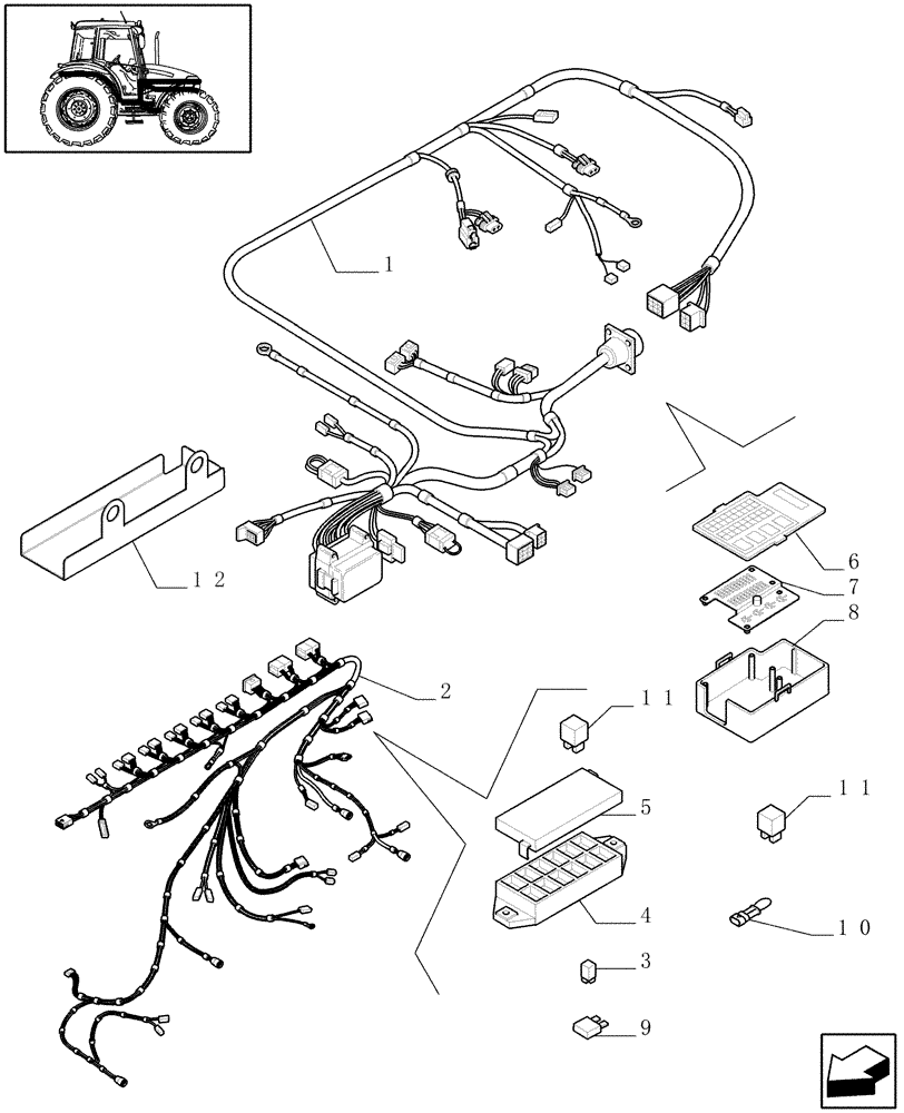 Схема запчастей Case IH JX90 - (1.92.74[01A]) - AUXILIARY CABLES - W/CAB - D6660 (10) - OPERATORS PLATFORM/CAB