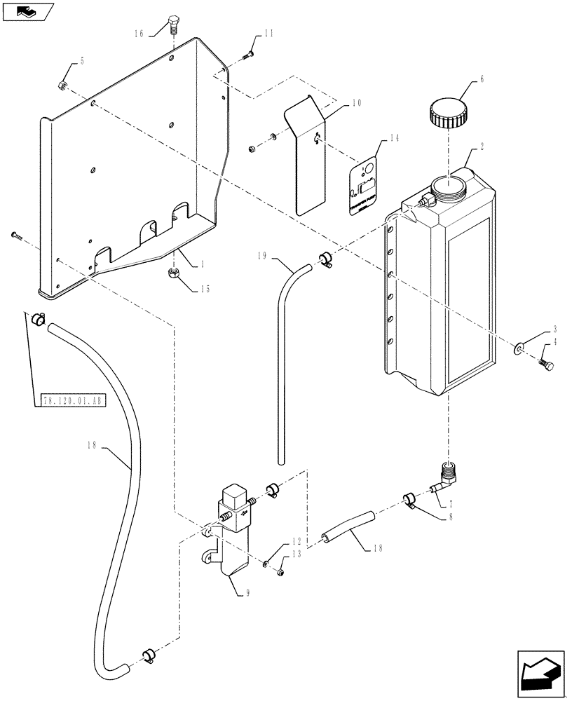 Схема запчастей Case IH 610 - (78.120.01.AC) - FOAM MARKER TRANSFER PUMP AND CONCENTRATE TANK (78) - SPRAYING