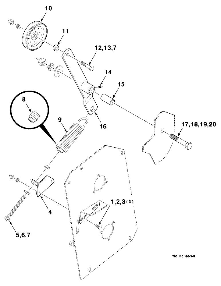 Схема запчастей Case IH 8830 - (2-12) - REEL DRIVE IDLER ARM ASSEMBLY (09) - CHASSIS