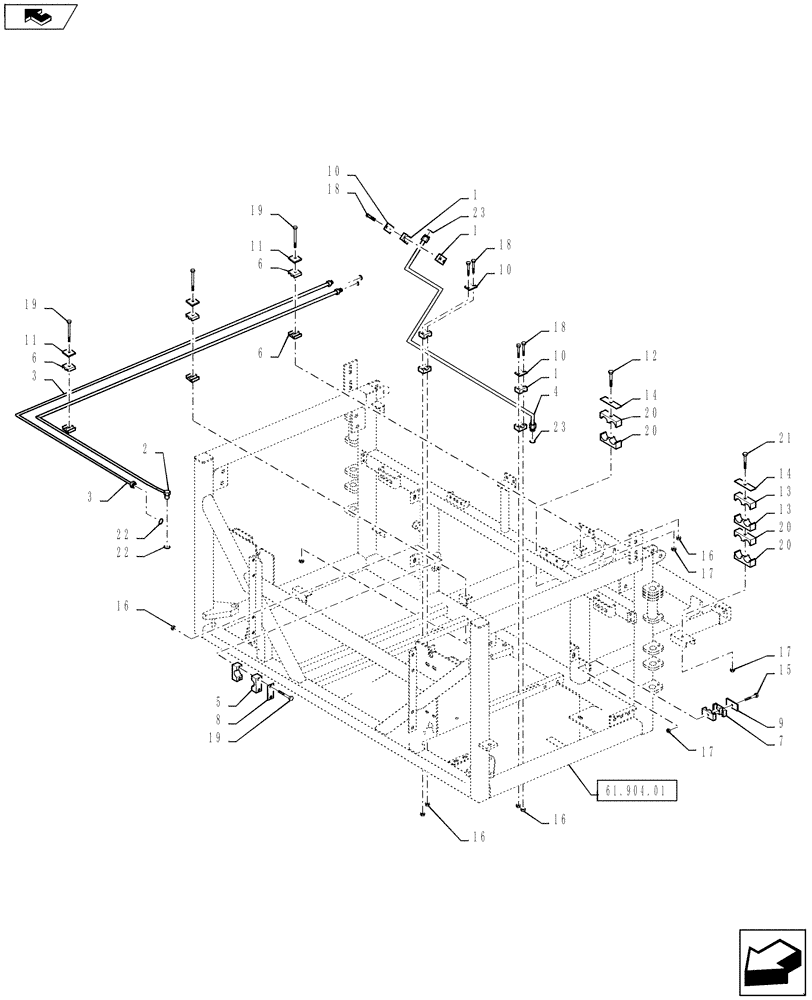 Схема запчастей Case IH 810 - (35.748.04) - CONVEYOR AND MAIN AUGER HYDRAULIC TUBES (35) - HYDRAULIC SYSTEMS