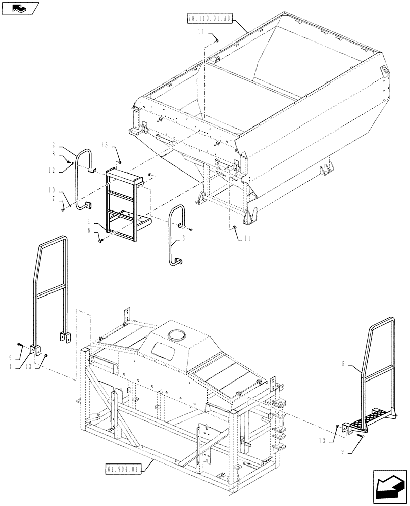 Схема запчастей Case IH 810 - (78.110.06.AA) - SINGLE BIN LADDER (78) - SPRAYING