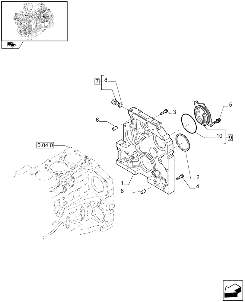 Схема запчастей Case IH PUMA 225 - (0.04.3) - CRANKCASE COVERS (01) - ENGINE