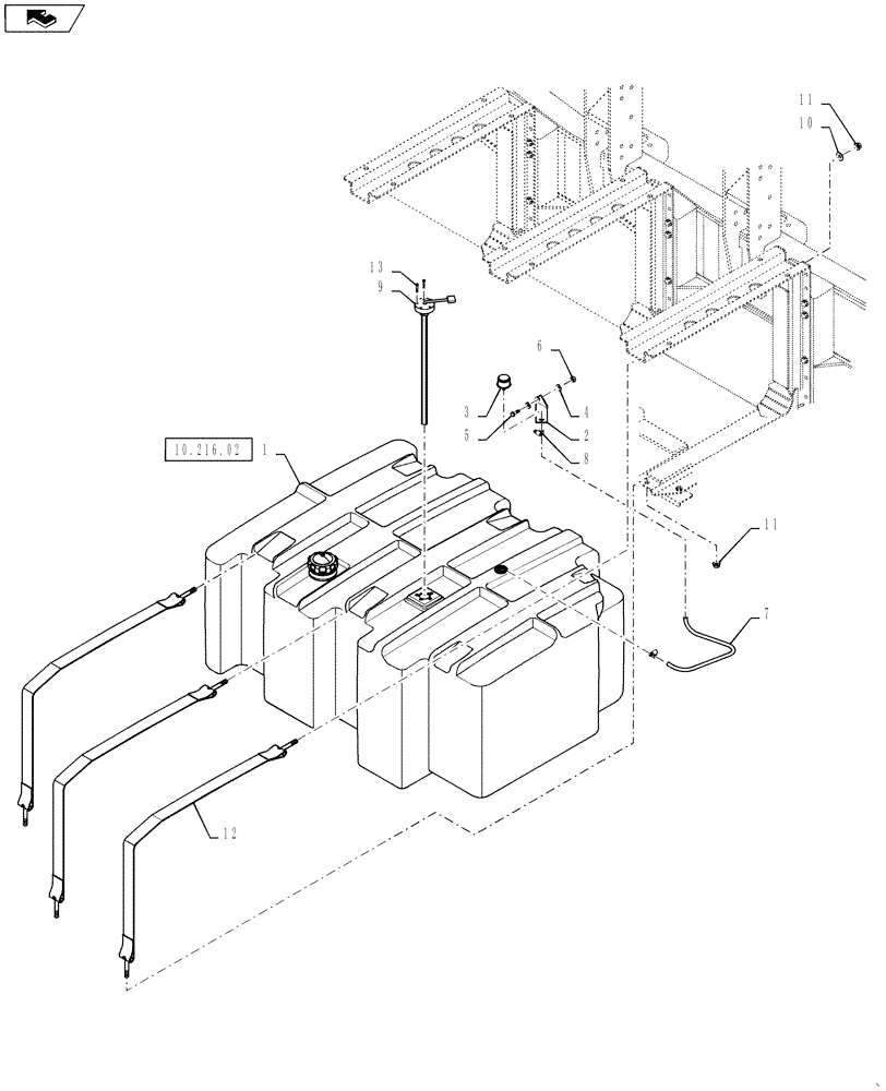 Схема запчастей Case IH TITAN 3530 - (10.216.01[01]) - FUEL TANK MOUNTING (10) - ENGINE