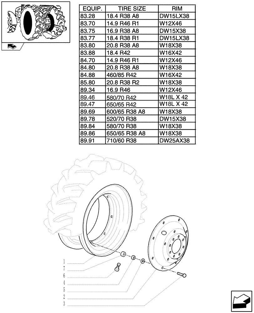 Схема запчастей Case IH PUMA 115 - (83.00[01]) - DRIVE WHEELS (11) - WHEELS/TRACKS