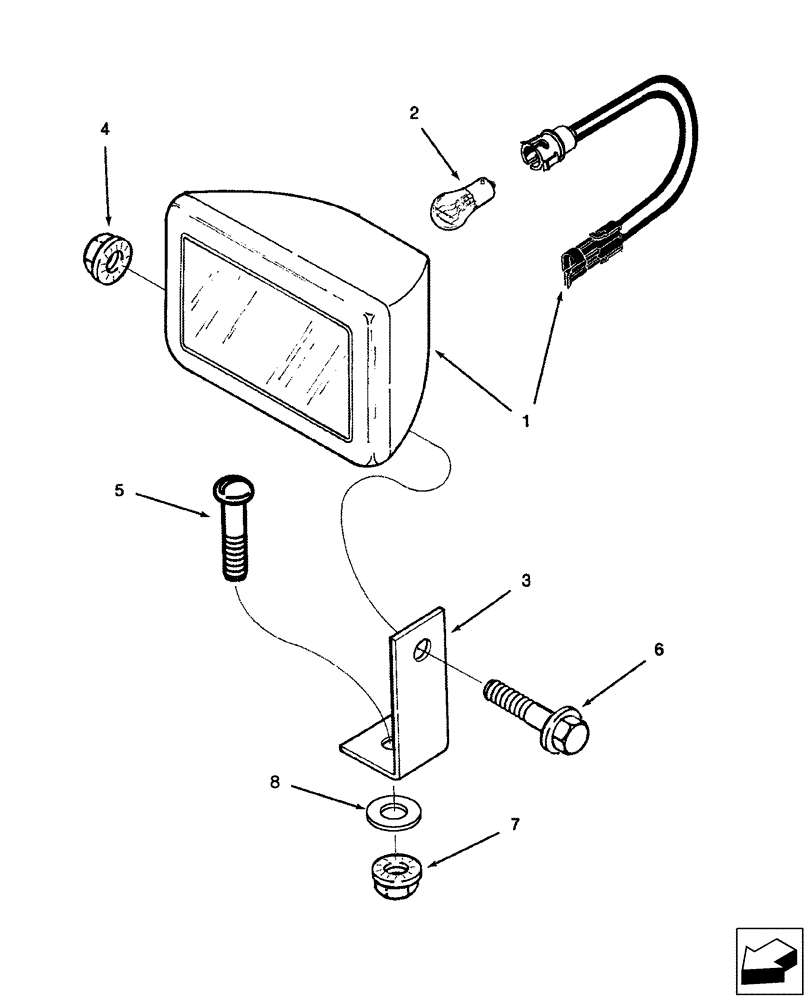 Схема запчастей Case IH 2588 - (55.404.29) - MOUNTING, LAMP - GRAIN TANK (55) - ELECTRICAL SYSTEMS