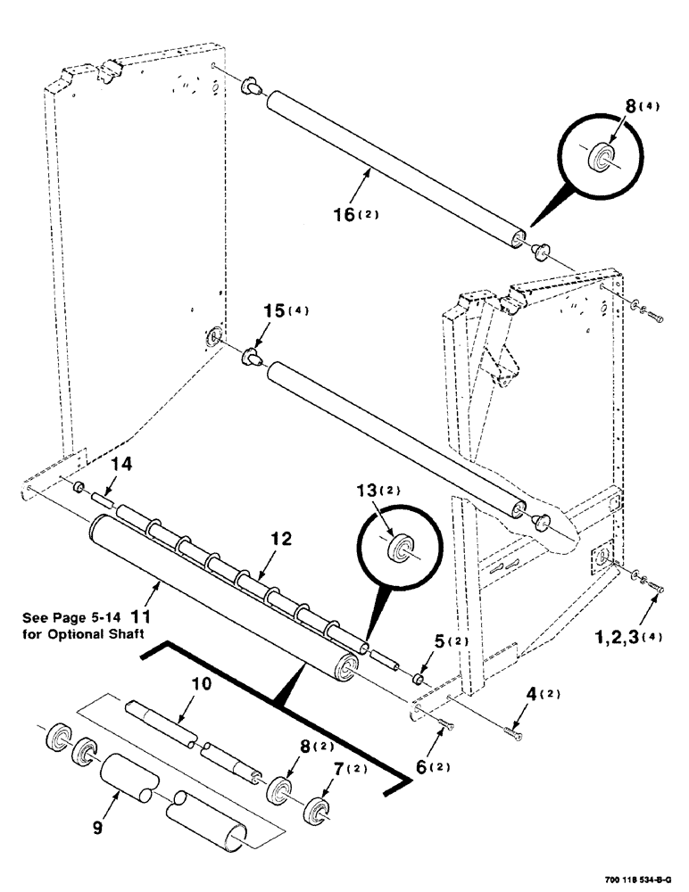 Схема запчастей Case IH 8465T - (5-10) - TAILGATE ROLLER ASSEMBLY, SERIAL NUMBER CFH0074856 AND LATER (16) - BALE EJECTOR