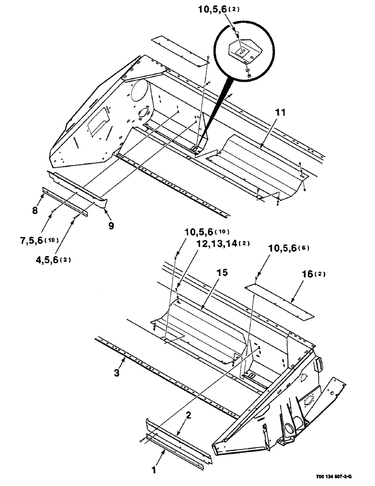 Схема запчастей Case IH 625 - (7-24) - AUGER PAN AND STRIPPER ASSEMBLY, 14 FOOT (58) - ATTACHMENTS/HEADERS