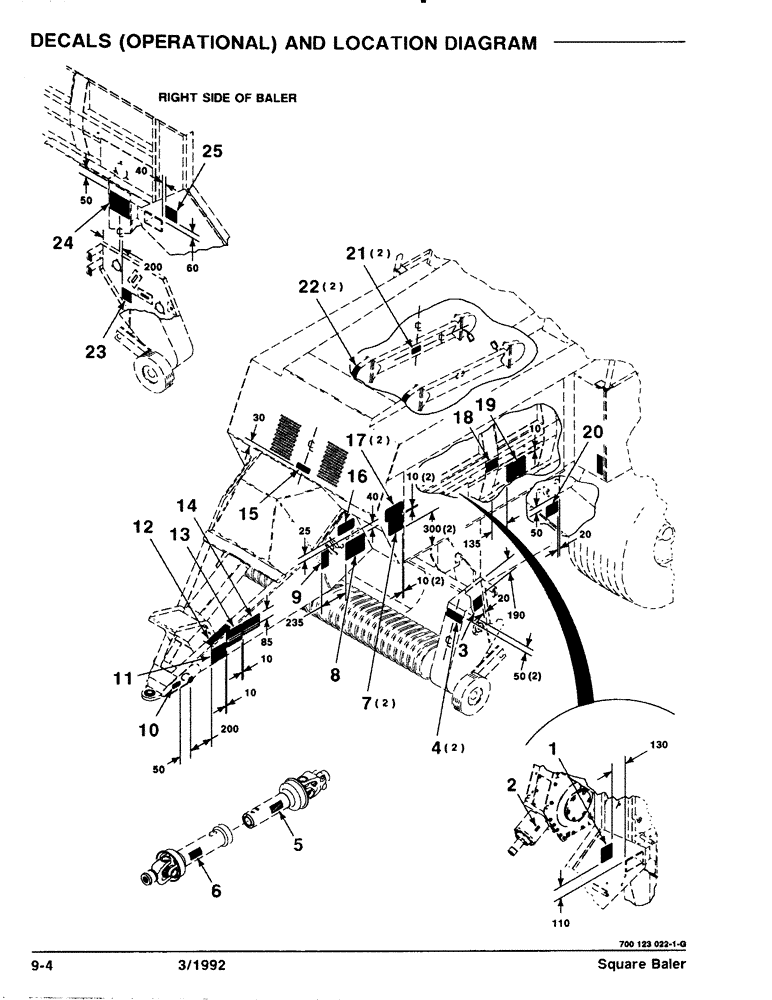 Схема запчастей Case IH 8570 - (9-04) - DECALS, OPERATIONAL, AND LOCATION DIAGRAM Decals & Attachments