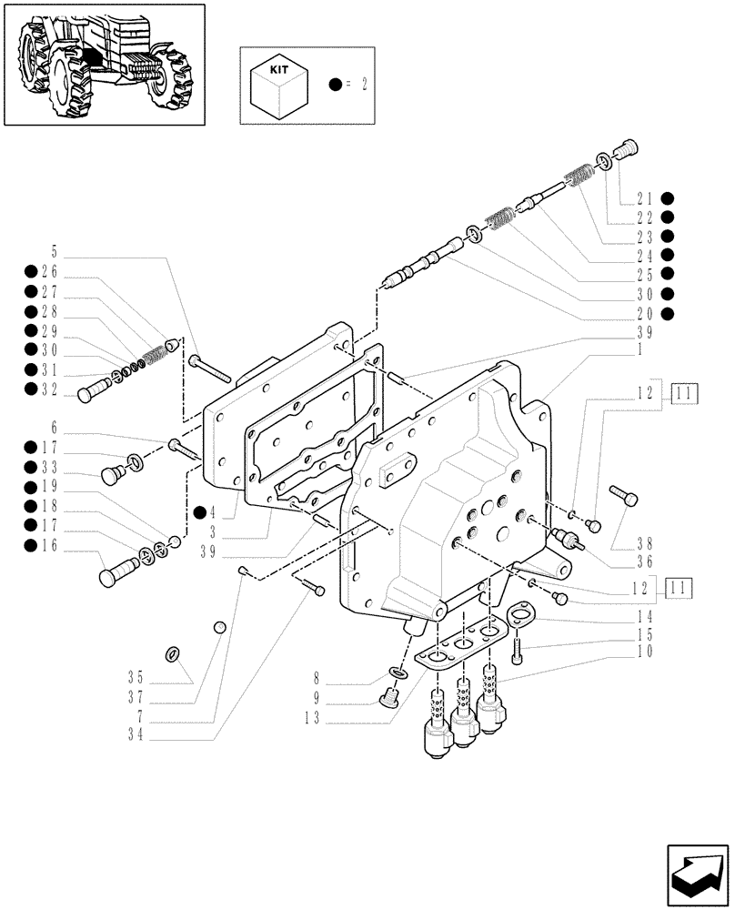 Схема запчастей Case IH MXU135 - (1.29.0/03) - (VAR.085-087) 16X16 (SPS) W/P. SHUTTLE & ADV. HARNESS - INTERNAL SHIFTING CONTROLS (03) - TRANSMISSION