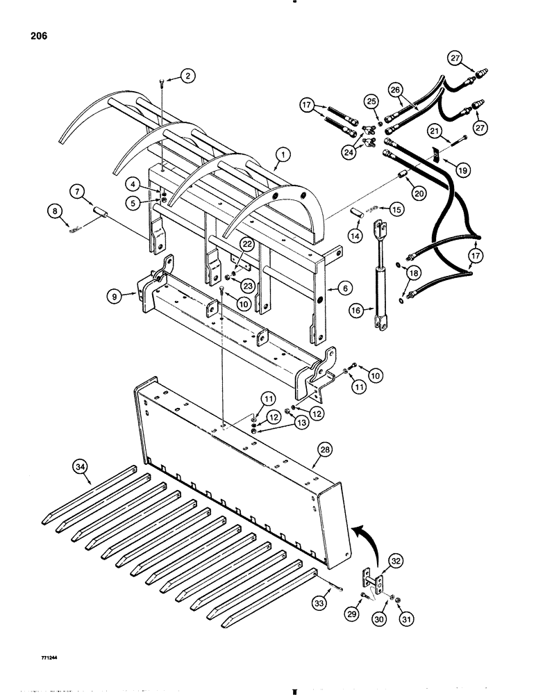 Схема запчастей Case IH 1845B - (206) - MANURE FORK AND GRAPPLE (09) - CHASSIS/ATTACHMENTS