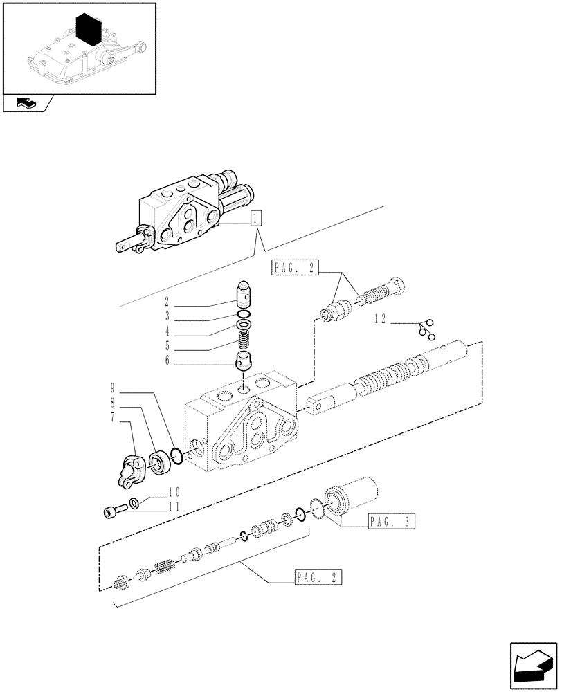 Схема запчастей Case IH FARMALL 85C - (1.82.7/ A[01]) - SIMPLE DOUBLE EFFECT DISTRIBUTOR WITH AUTOMATIC CUTOUT - BREAKDOWN (07) - HYDRAULIC SYSTEM