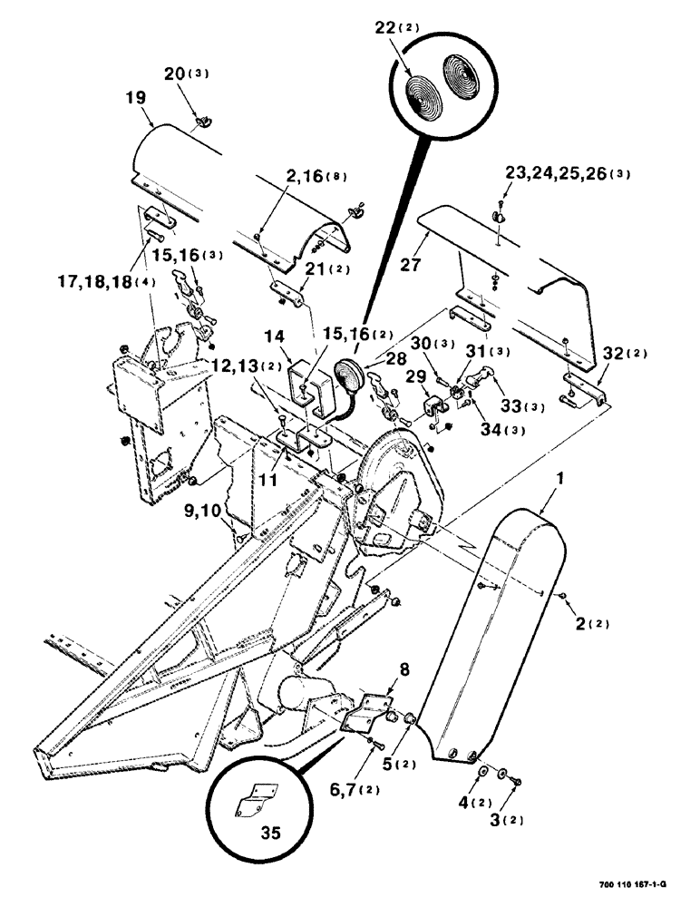 Схема запчастей Case IH 8830 - (7-24) - HEADER SHIELDS AND FLASHER ASSEMBLIES, LEFT (09) - CHASSIS