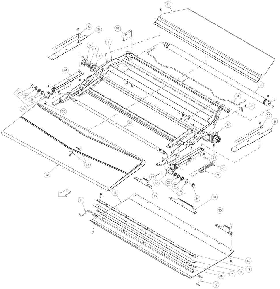 Схема запчастей Case IH 2162 - (09-52) - ADAPTER FEED DECK 