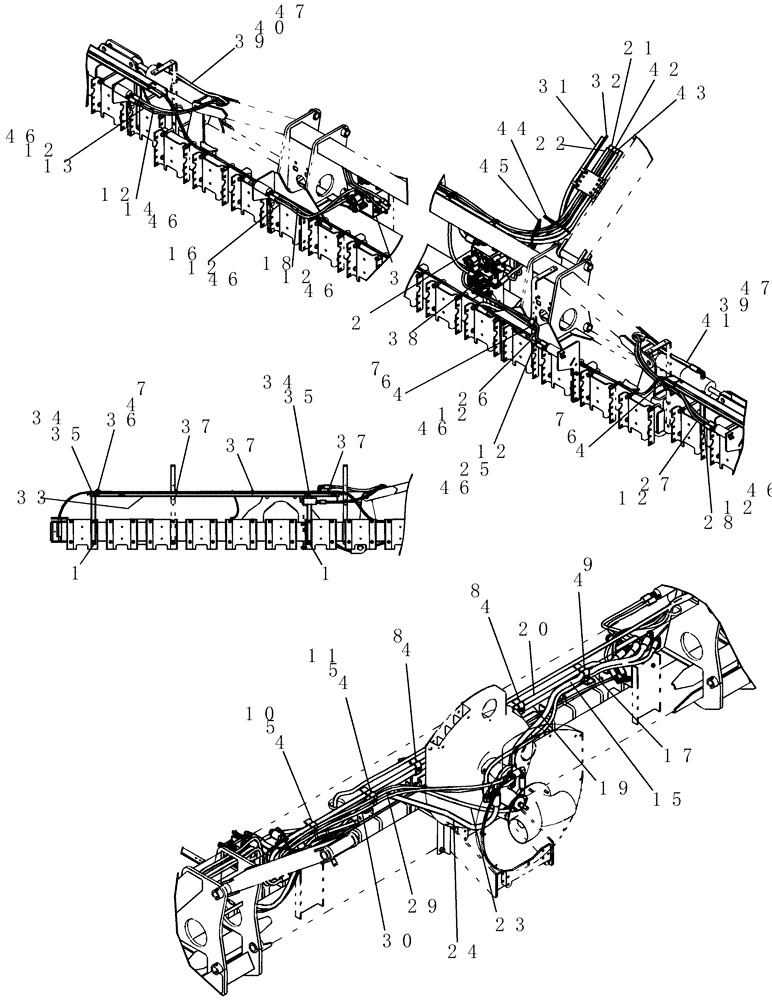 Схема запчастей Case IH 1200PT - (A.10.A[39]) - LAYOUT HYD HOSES ROUTING 16/31 ROW (BTW CBJ022252 AND CBJ026002) A - Distribution Systems