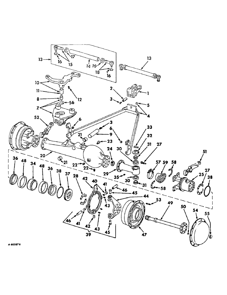 Схема запчастей Case IH 706 - (B-25) - POWER TRAIN, FRONT AXLE AND CONNECTIONS, INTERNATIONAL TRACTORS WITH ALL WHEEL DRIVE (03) - POWER TRAIN