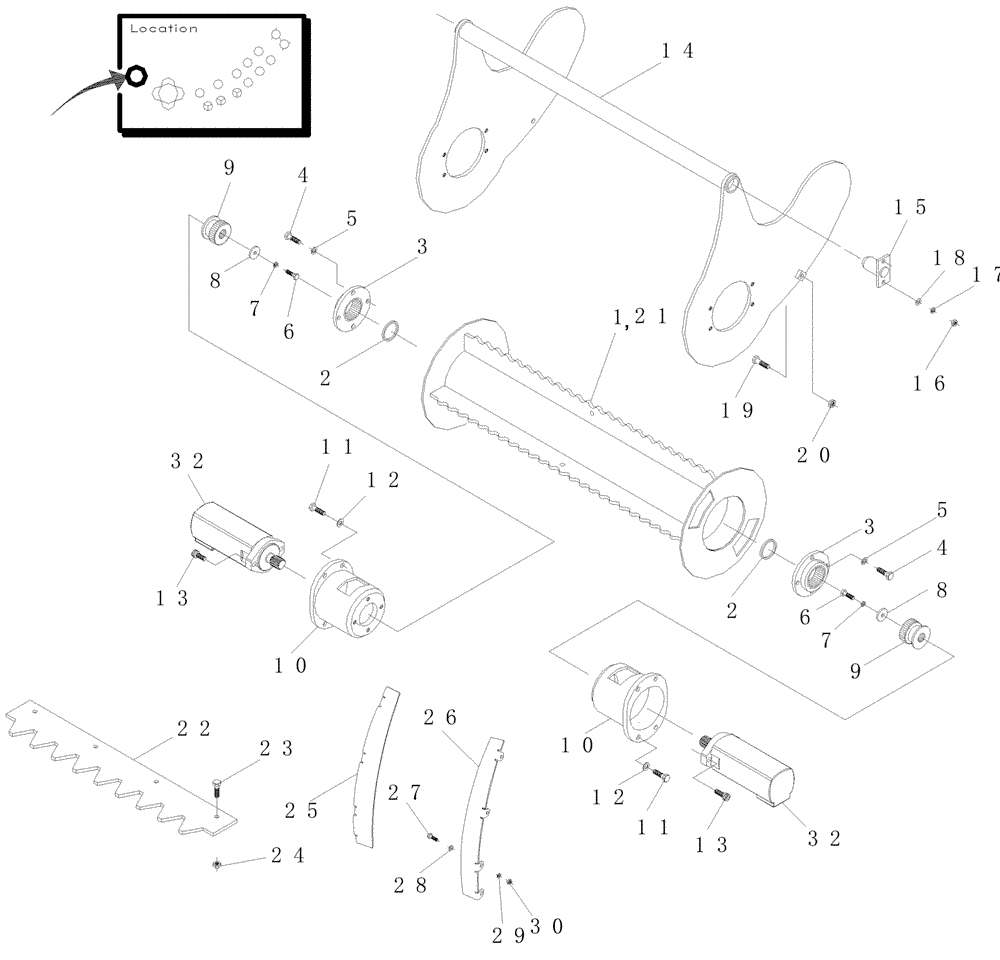 Схема запчастей Case IH A7000 - (A05.01[01]) - Power Knockdown Roller {Standard} (13) - FEEDER