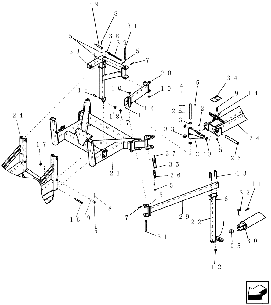 Схема запчастей Case IH 100 - (39.100.31) - WHEELED BOOM - FOLD ARM ASSEMBLY (39) - FRAMES AND BALLASTING