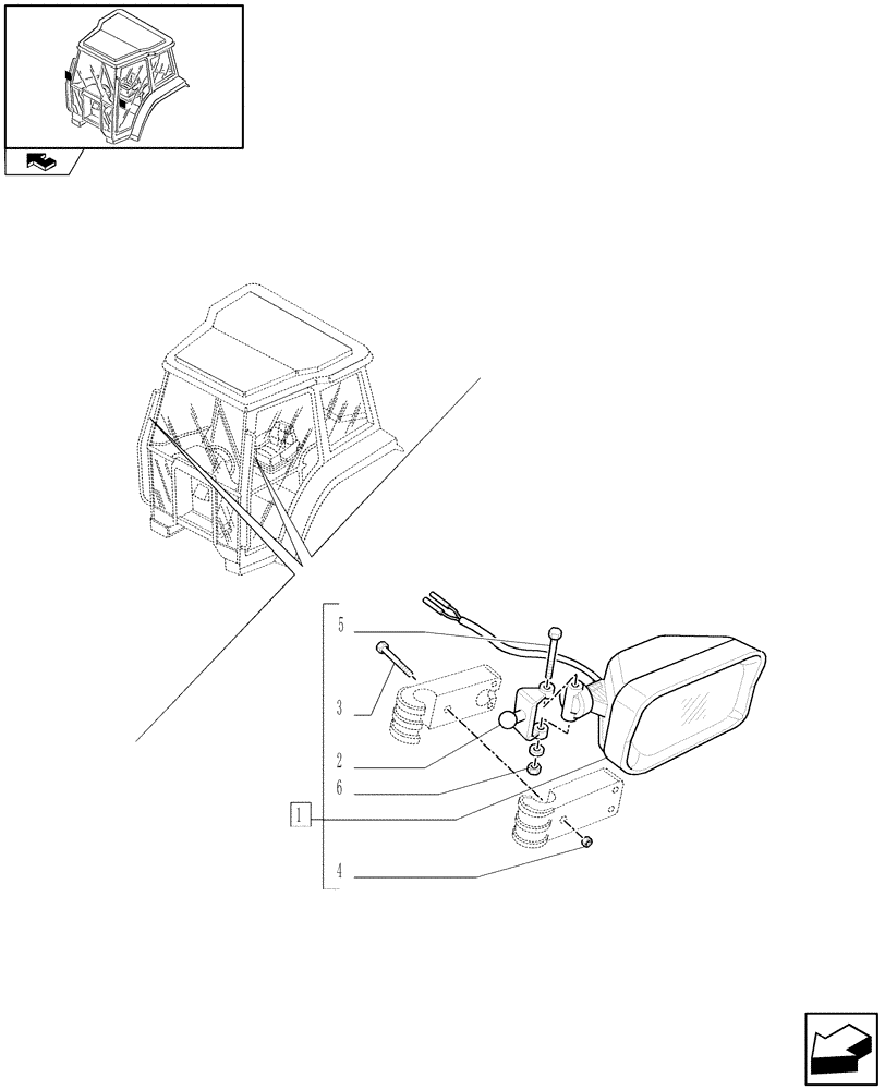 Схема запчастей Case IH FARMALL 105U - (1.91.7/01) - TWO FRONT WORK LAMPS ON GRAB RAILS - W/CAB (VAR.330769) (10) - OPERATORS PLATFORM/CAB