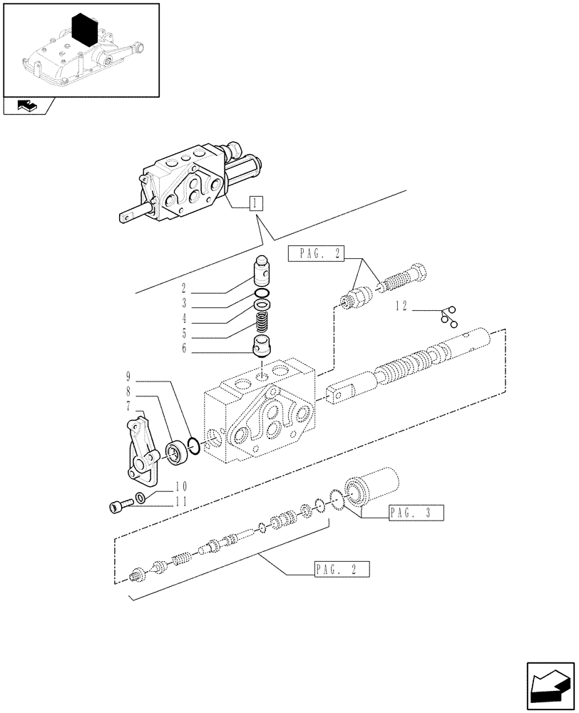 Схема запчастей Case IH FARMALL 65C - (1.82.7/06A[01]) - SIMPLE DOUBLE EFFECT DISTRIBUTOR WITH FLOAT AND AUTOMATIC CUTOUT FOR MID-MOUNT - BREAKDOWN (07) - HYDRAULIC SYSTEM