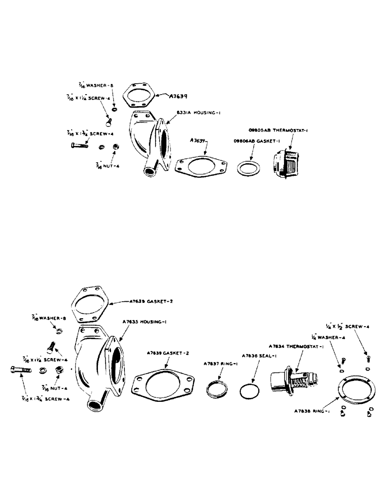 Схема запчастей Case IH 500-SERIES - (041) - THERMOSTAT (02) - ENGINE