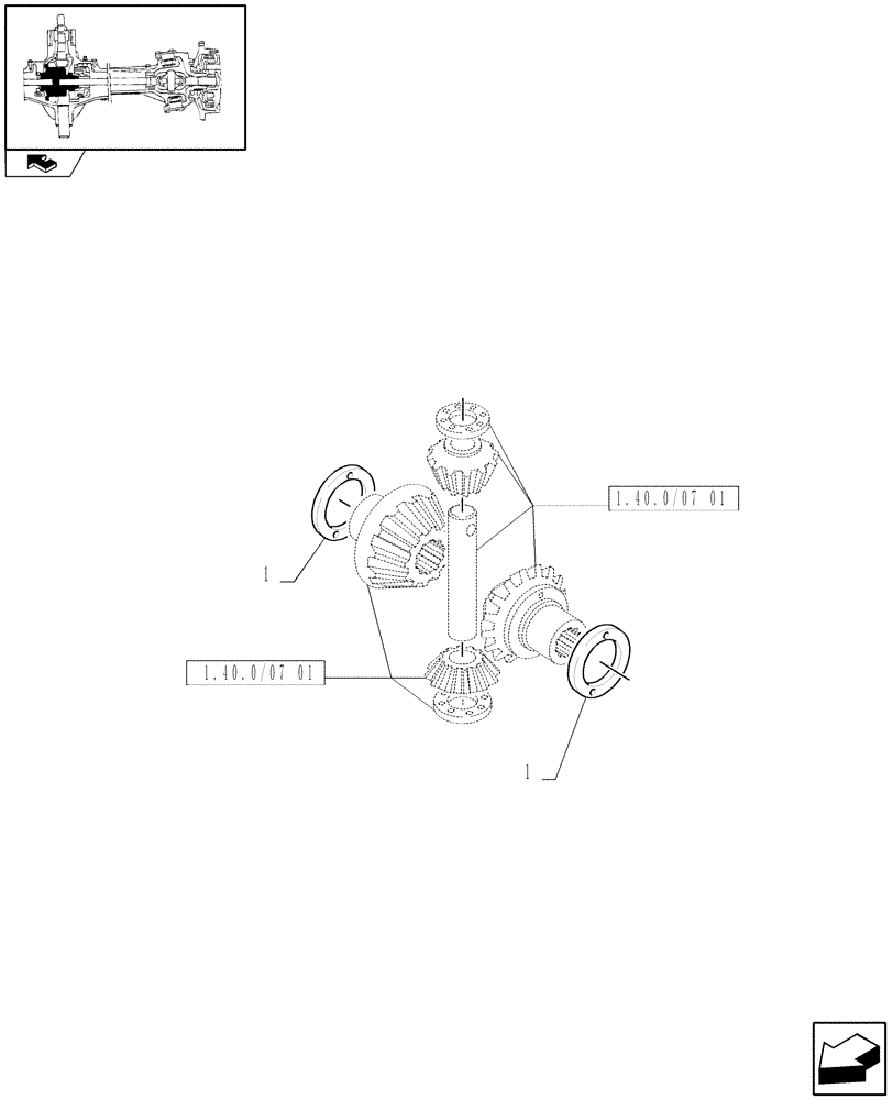 Схема запчастей Case IH FARMALL 60 - (1.40.0/07[02]) - 4WD FRONT AXLE - DIFFERENTIAL - SHIMS (04) - FRONT AXLE & STEERING