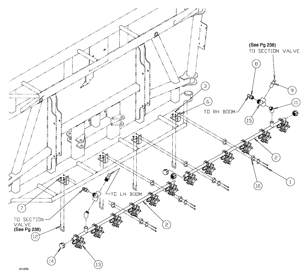 Схема запчастей Case IH SPX4260 - (240) - 90 6 BOOM SHUTOFF 10" NOZZLE SPACING (CENTER) (78) - SPRAYING