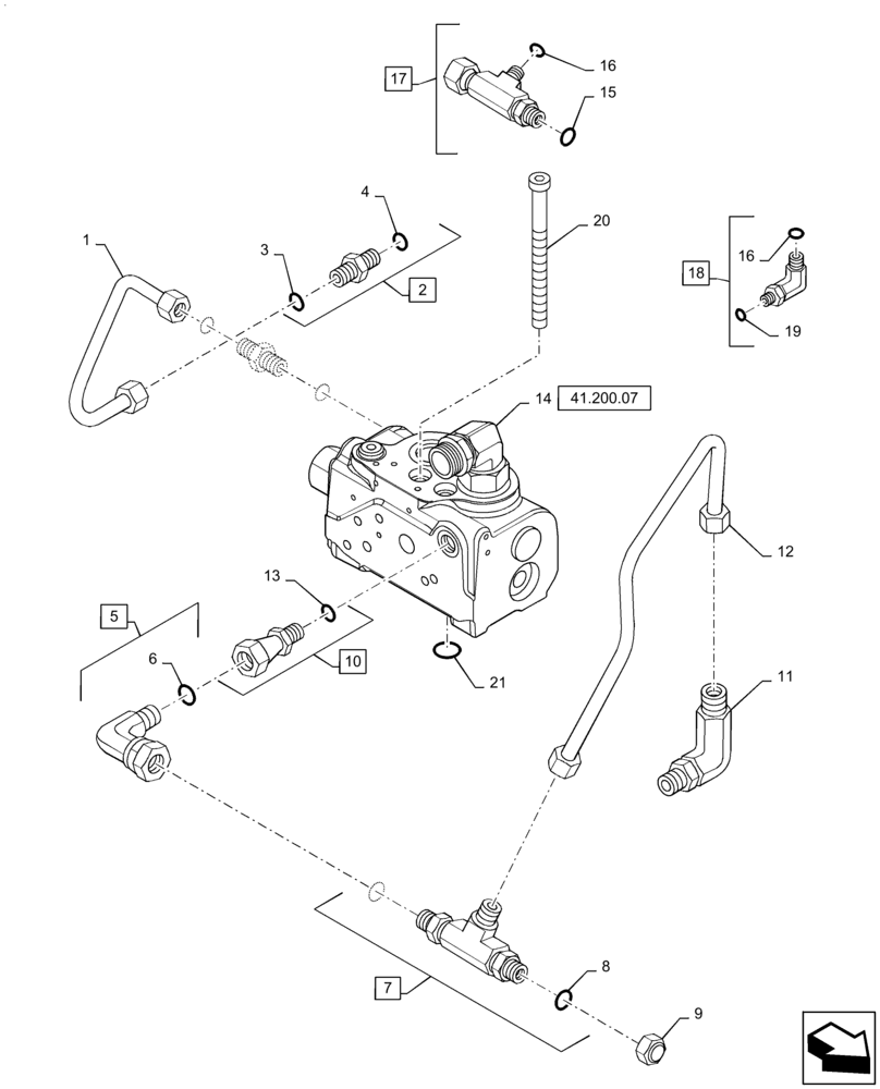 Схема запчастей Case IH MAGNUM 225 - (35.100.01) - HYDRAULIC PUMP - PRIORITY VALVE PLUMBING (35) - HYDRAULIC SYSTEMS