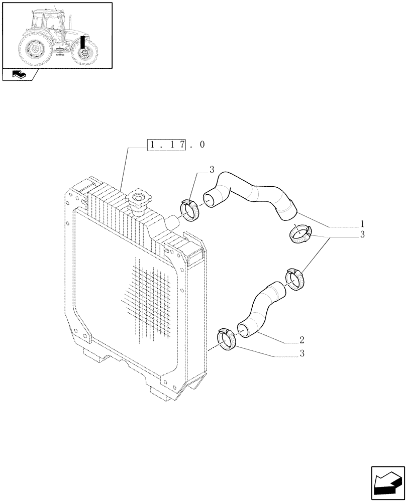 Схема запчастей Case IH FARMALL 60 - (1.17.1) - RADIATOR HOSES (02) - ENGINE EQUIPMENT