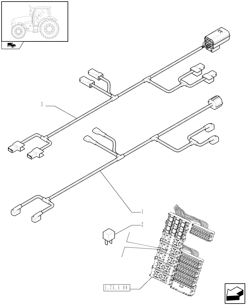 Схема запчастей Case IH PUMA 225 - (1.75.4/08) - (VAR.414-418) HYDRAULIC TRAILER BRAKE HARNESS (06) - ELECTRICAL SYSTEMS