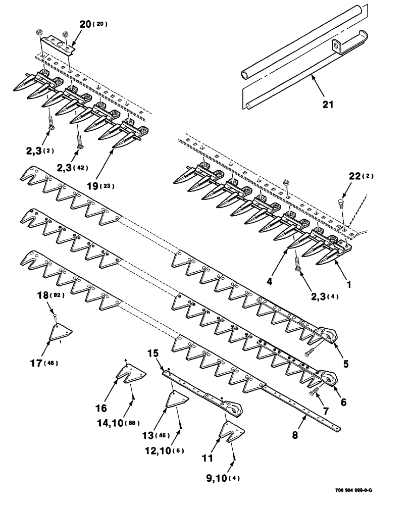 Схема запчастей Case IH 525 - (03-002) - SICKLE & GUARD ASSEMBLY - RANGE GUARD (12 FOOT) (58) - ATTACHMENTS/HEADERS