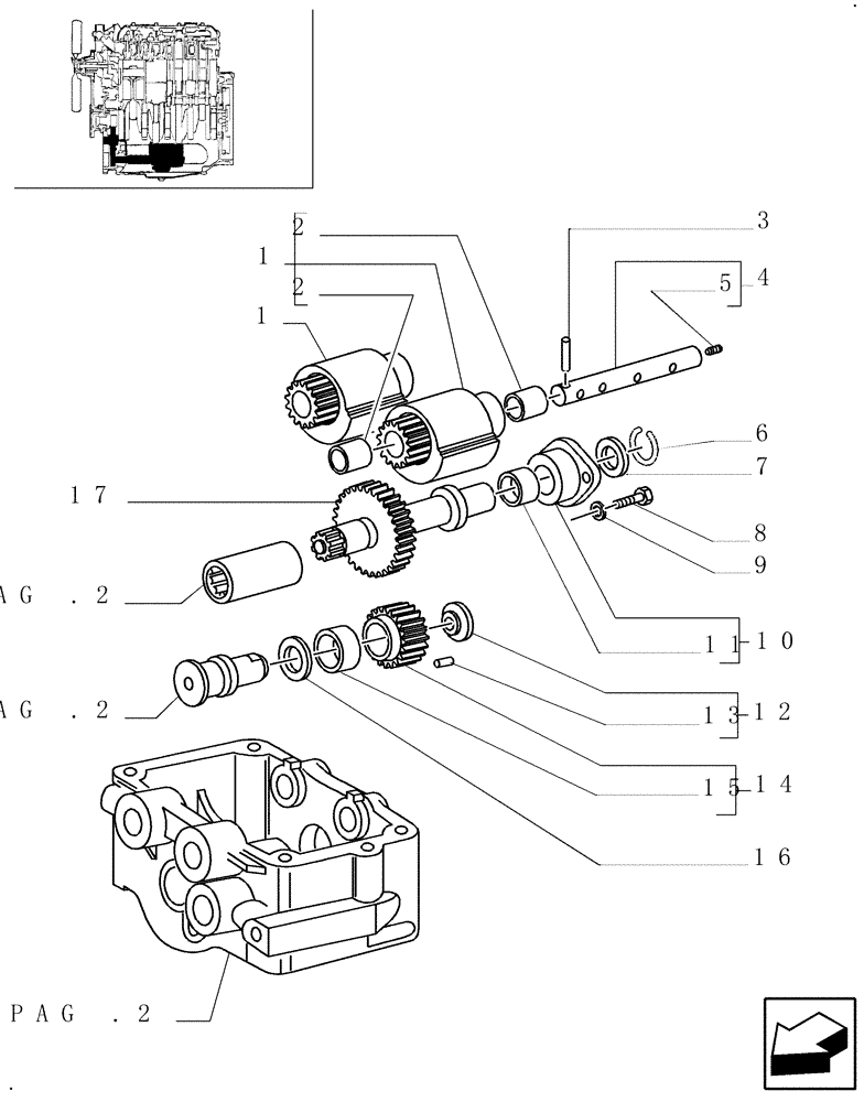 Схема запчастей Case IH JX80U - (0.10.5[01]) - DYNAMIC BALANCER, GEARS & SHAFTS (01) - ENGINE