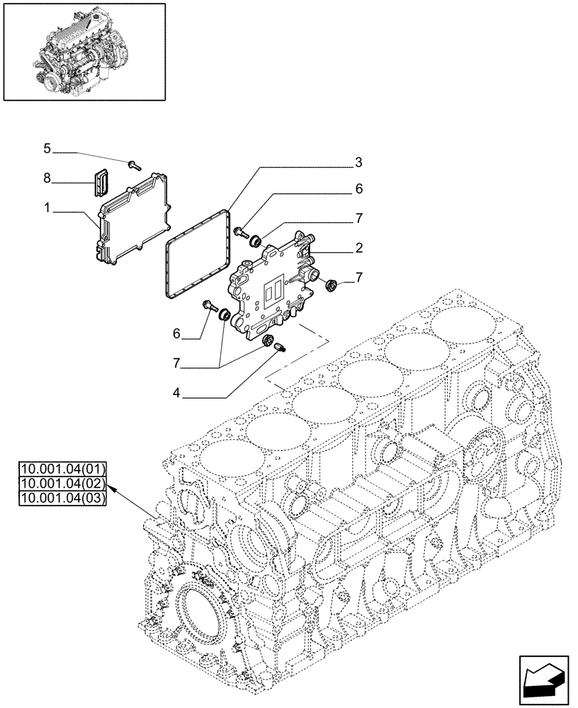 Схема запчастей Case IH 7120 - (55.440.03[01]) - ELECTRONIC CONTROL UNIT - 7120/7120(LA) (55) - ELECTRICAL SYSTEMS