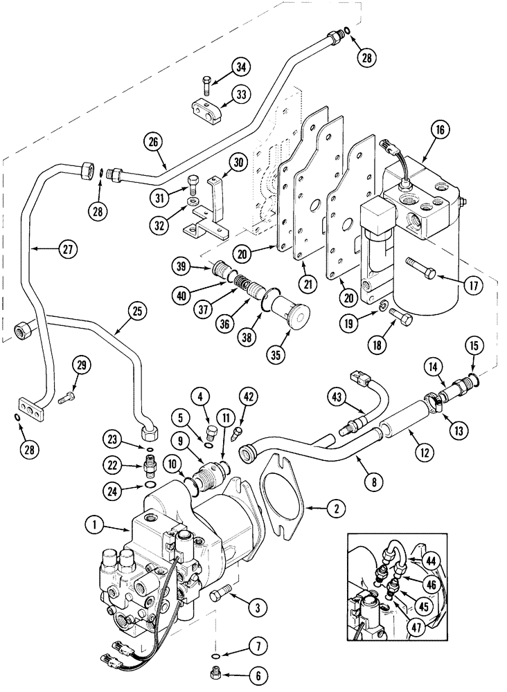 Схема запчастей Case IH 5140 - (8-006) - HYDRAULIC PUMP, FILTER AND PIPES (08) - HYDRAULICS