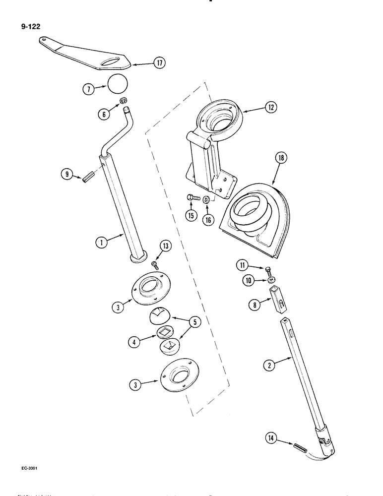 Схема запчастей Case IH 595 - (9-122) - HITCH LEVELLING HANDLE, INTERNAL (09) - CHASSIS/ATTACHMENTS