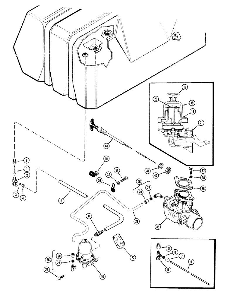 Схема запчастей Case IH 870 - (070) - FUEL PUMP & LINES, (301B) SPARK IGNITION ENGINE (03) - FUEL SYSTEM