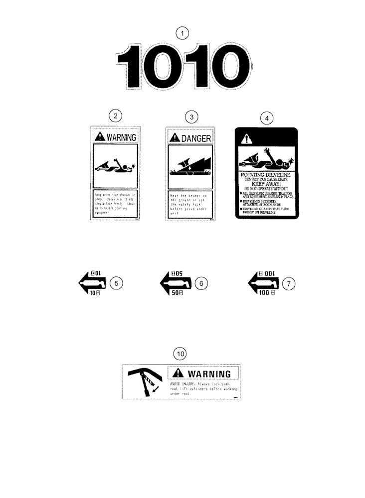 Схема запчастей Case IH 1010 - (09D-13[01]) - DECALS - ENGLISH LANGUAGE (09) - CHASSIS/ATTACHMENTS