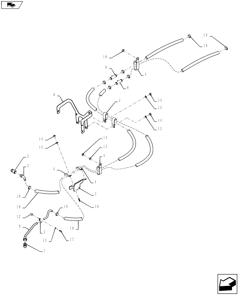 Схема запчастей Case IH QUADTRAC 450 - (50.100.01) - HEATER HOSES - STEIGER 500, QUADTRAC 450 & 500 (50) - CAB CLIMATE CONTROL