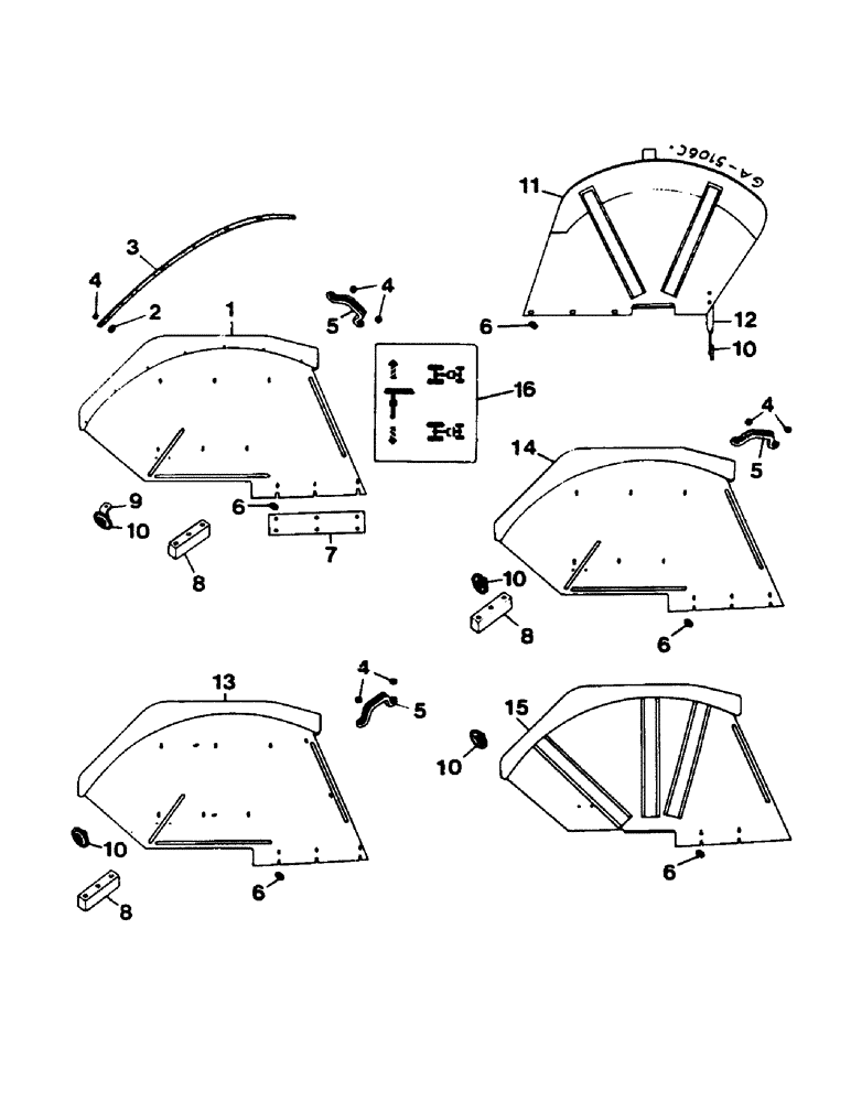 Схема запчастей Case IH 644 - (3D12) - REAR FENDERS, REFLECTOR (05) - SUPERSTRUCTURE