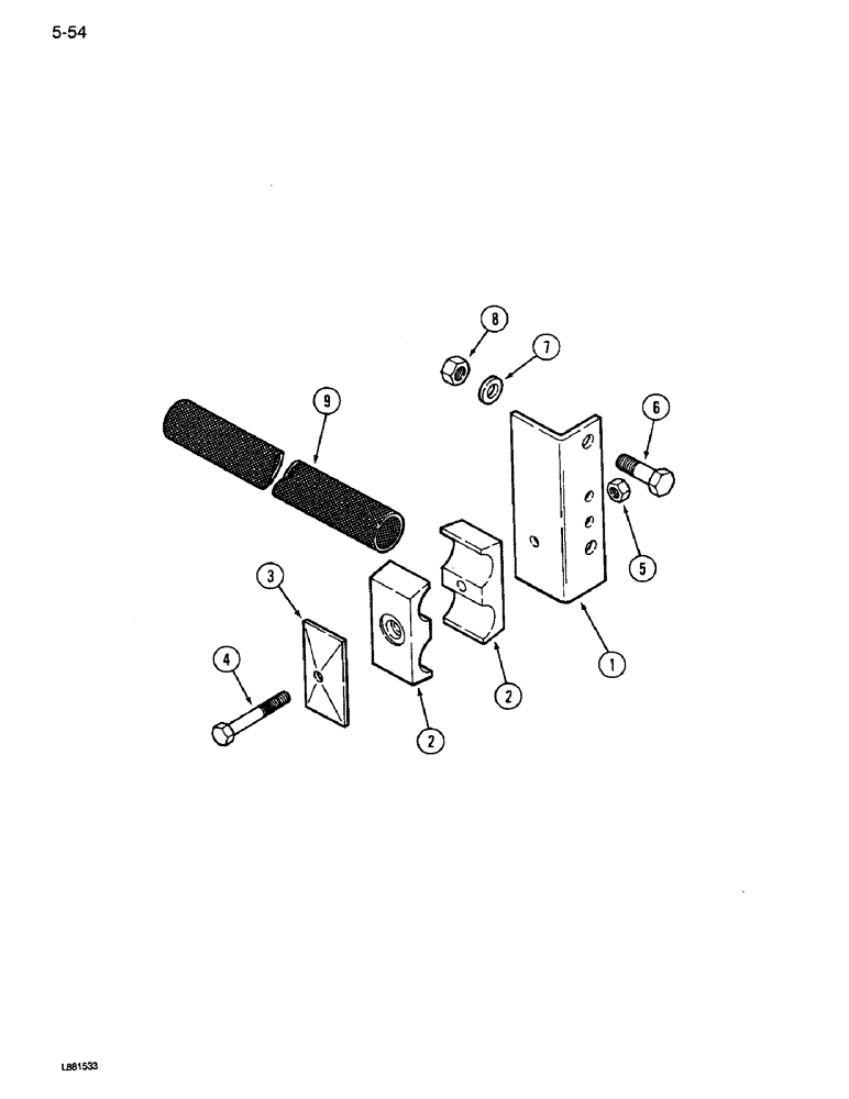 Схема запчастей Case IH 1640 - (5-54) - STEERING HOSE MOUNTING KIT, POWER GUIDE AXLE, PRIOR TO P.I.N. JJC0034001 (04) - STEERING