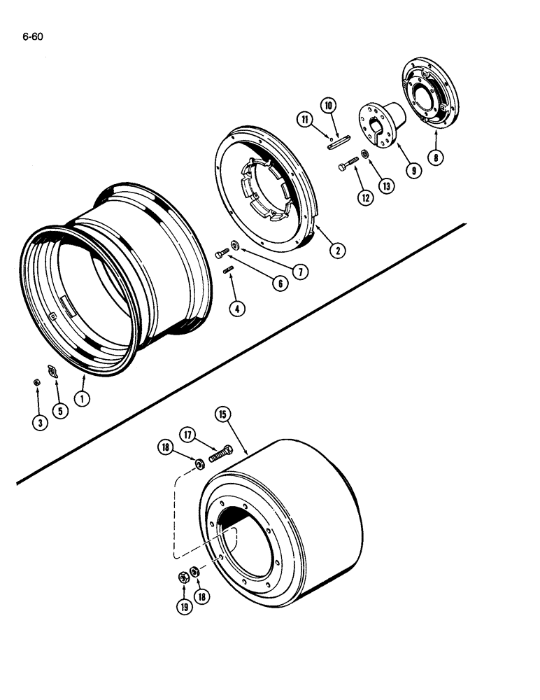 Схема запчастей Case IH 3594 - (6-060) - DUAL REAR WHEELS, CAST WITH 32 INCH RIMS (06) - POWER TRAIN