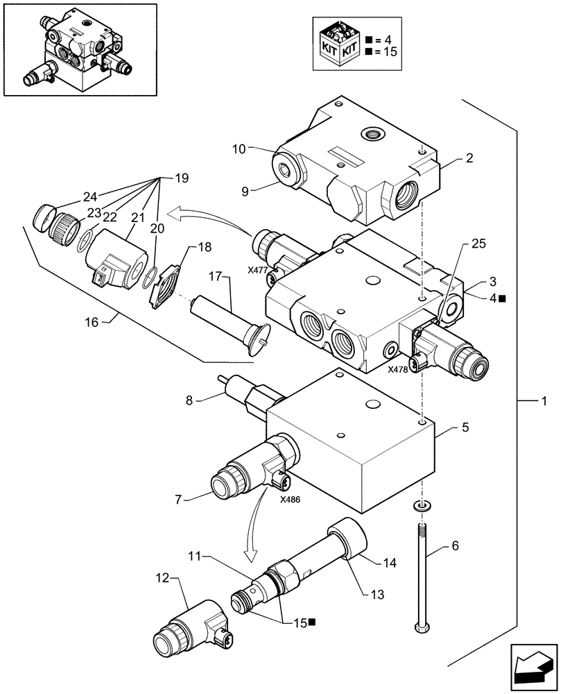 Схема запчастей Case IH AFX8010 - (A.50.A.96.88[09]) - AUTO-GUIDANCE READY, HYDRAULIC VALVE W/PRESSURE RELIEF A - Distribution Systems