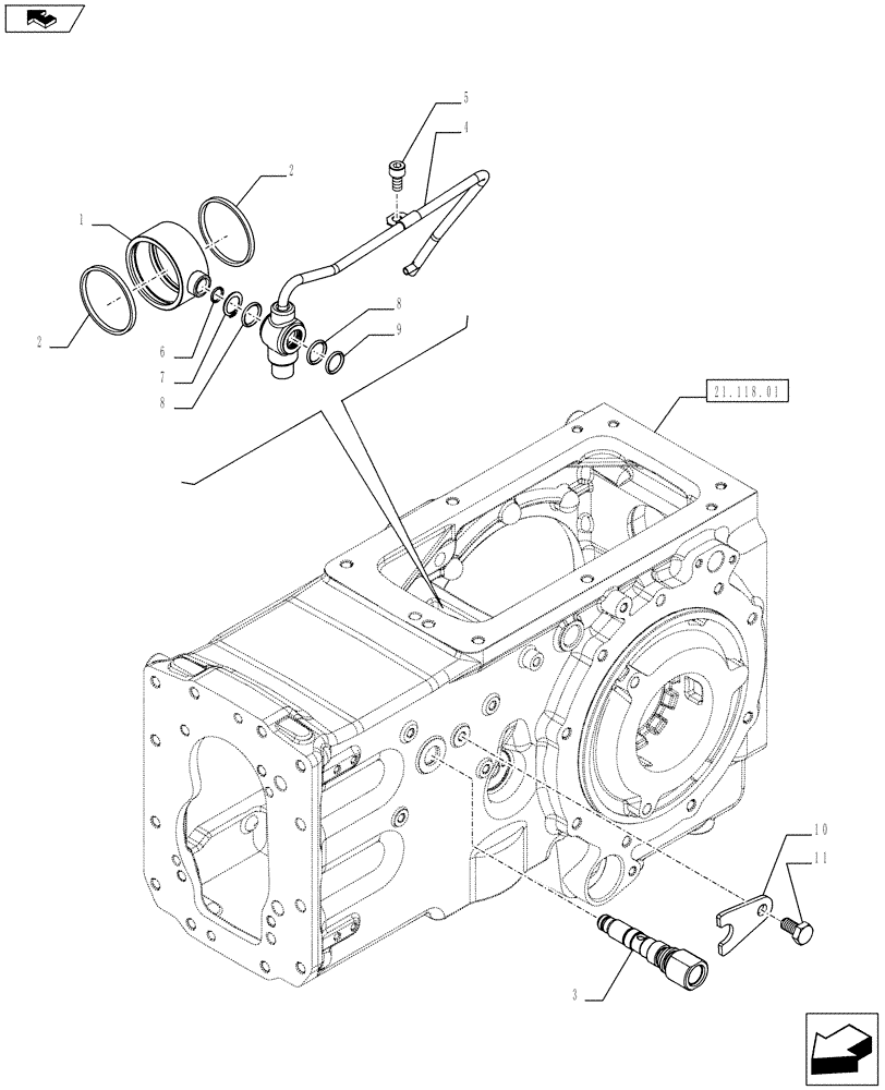 Схема запчастей Case IH FARMALL 75C - (21.100.0102) - 2WD/4WD ENGAGEMENT FOR POWER SHUTTLE TRANSMISSION (VAR.331306 / 743554; VAR.332307 / 743592; VAR.332309 / 743555) (21) - TRANSMISSION