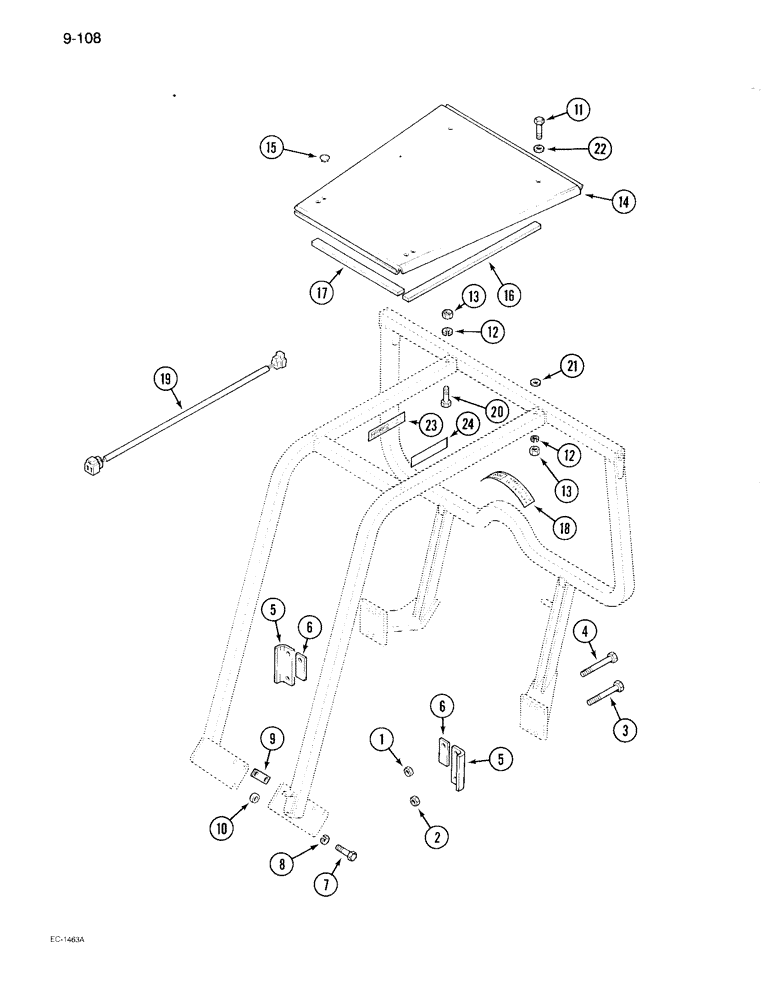 Схема запчастей Case IH 895 - (9-108) - ROLL OVER PROTECTION FRAME, FOUR POST ROPS (09) - CHASSIS/ATTACHMENTS