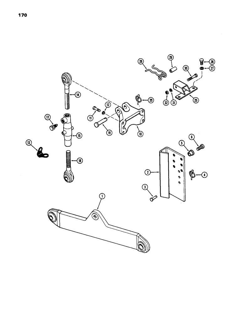 Схема запчастей Case IH 1170 - (170) - THREE POINT HITCH, DRAFT ARMS (09) - CHASSIS/ATTACHMENTS