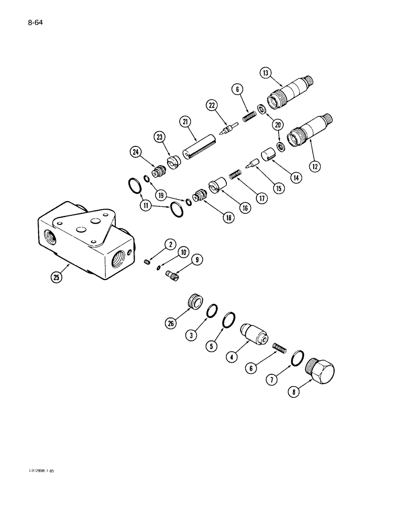 Схема запчастей Case IH 1640 - (8-064) - UNLOAD/SINGLE BI-DIRECTIONAL VALVE, FOR REEL LIFT (07) - HYDRAULICS