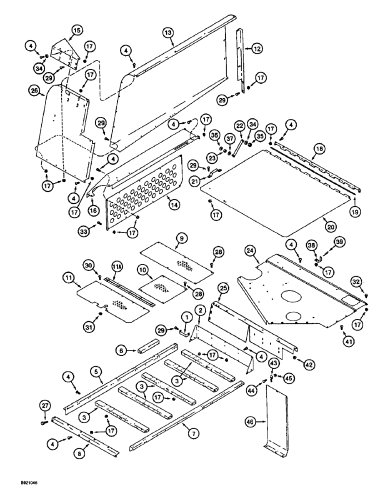 Схема запчастей Case IH 1660 - (9H-04) - ENGINE SHIELD AND SERVICE DECK, MODELS WITH CROSS FLOW CLEANING SYSTEM (12) - CHASSIS