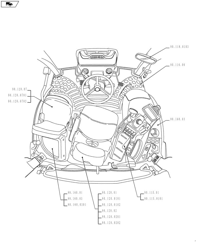 Схема запчастей Case IH PUMA 230 - (90.000.00[01]) - PICTORIAL INDEX - PLATFORM, CAB, BODYWORK AND DECALS (90) - PLATFORM, CAB, BODYWORK AND DECALS